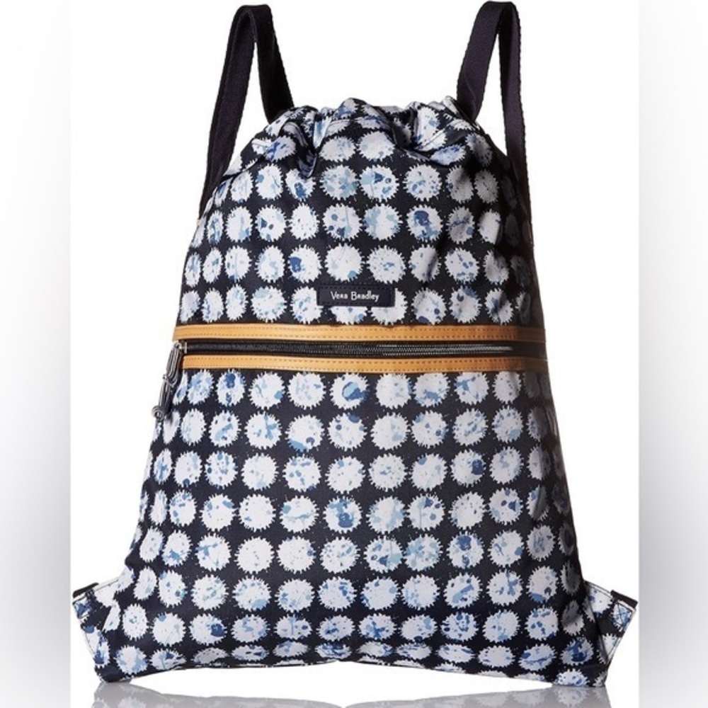Vera Bradley Splash Dot Lighten Up Backsack Boho Watercolor Drawstring Backpack